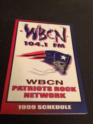 1999 England Patriots Football Pocket Schedule Wbcn/data General Version