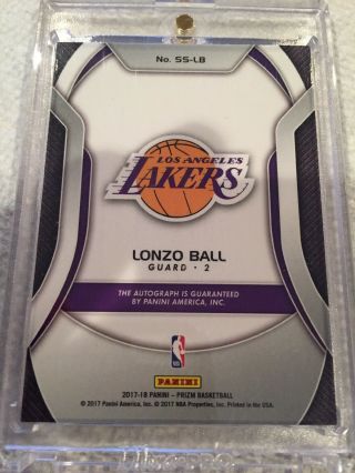 2017 - 18 Panini Prizm Lonzo Ball Rc Auto Ssp Case Hit Lakers Hot 2