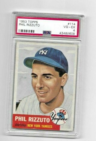 1953 Topps 114 Phil Rizzuto Psa 4 Vg - Ex Decently Centered Priced To Sell