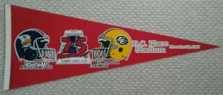 1987 75th Grey Cup Vancouver Full Size Cfl Football Pennant Bc Place Bc Lions