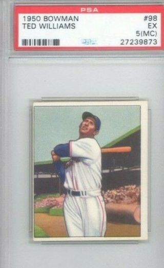 1950 Bowman Ted Williams 98 Psa 5 Card Has Great Corners
