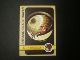 1972 - 73 Topps Nhl Black Hawks Keith Magnuson Card 87