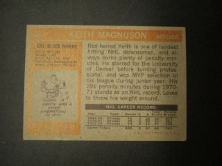 1972 - 73 Topps NHL Black Hawks Keith Magnuson Card 87 2