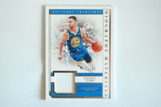 2018 - 19 National Treasures Stephen Curry Biography Materials Jersey /99 Warriors