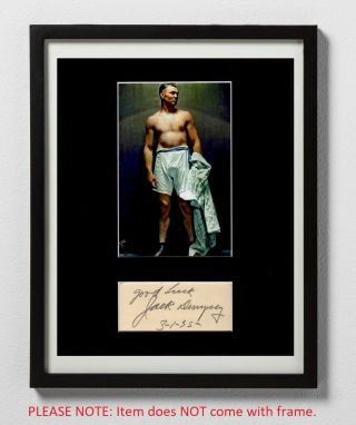 Jack Dempsey Matted Autograph & Photo Manassa Mauler Boxing Heavyweight Legend