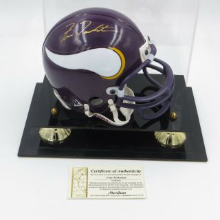 Fran Tarkenton Nfl Minnesota Vikings Signed Autographed Mini Helmet W/coa 9x7x6 "