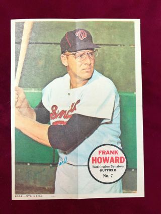 1967 Topps Poster 5 " X 7 " Insert 7 Frank Howard Washington Senators (ay5)