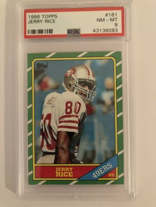 1986 Topps Jerry Rice San Francisco 49ers 161 Football Card Psa 8