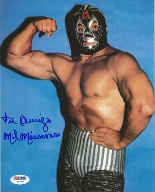 Mil Mascaras Signed Wwe 8x10 Photo Psa/dna Pro Wrestling Picture Autograph