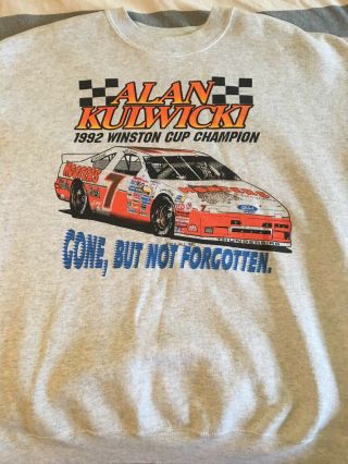 Vintage Alan Kulwicki Hooters Nascar Winston Cup Champion Sweat Shirt Xl