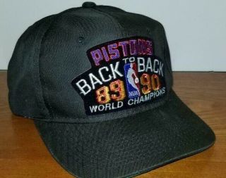 True Vintage Detroit Pistons 89 90 Back To Back Hat Snapback Bad Boys Black