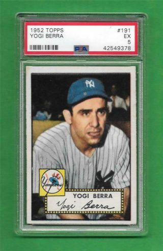 1952 Topps 191 Yogi Berra Psa Ex 5 York Yankees Old Baseball Card