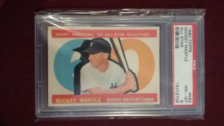 Mickey Mantle 1960 Topps All - Star Psa 8 Nm - Mt York Yankees