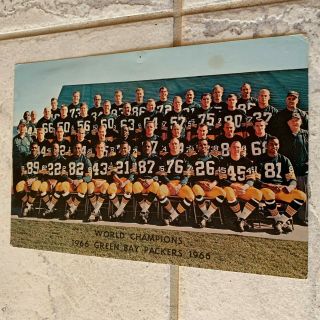 1966 Green Bay Packers World Champions Team Squad Photo Postcard 6x9 Bart Starr