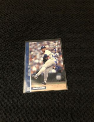 Hideo Nomo Hand Signed Los Angeles Dodgers Baseball Card