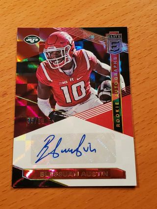 2019 Elite Rookie Auto Red Blessuan Austin Rutgers Ny Jets 