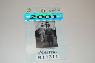 2001 Masters Badge/ticket.  Tiger Woods