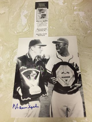 1957 Hank Aaron Mvp,  Warren Spahn Cy Signed Milwaukee Braves Photo