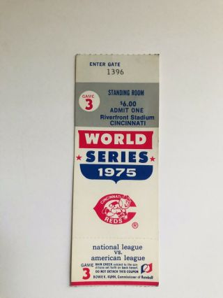 1975 World Series Ticket Stub Boston Red Sox Cincinnati Reds Game 3