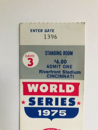 1975 World Series Ticket Stub Boston Red Sox Cincinnati Reds Game 3 2