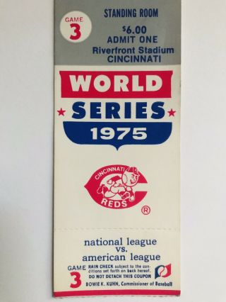 1975 World Series Ticket Stub Boston Red Sox Cincinnati Reds Game 3 3
