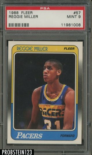 1988 Fleer Basketball 57 Reggie Miller Indiana Pacers Rc Rookie Hof Psa 9