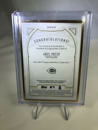 2019 Topps Definitive JOEY VOTTO Gold Framed On Card Autograph 15/25 Reds 2