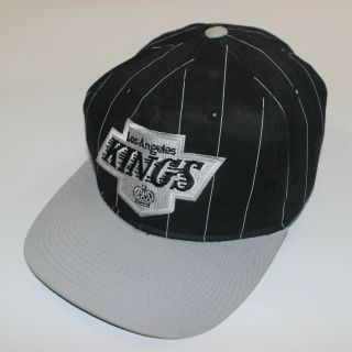 Vintage Los Angeles Kings Pinstripe Starter Snapback Hat Nhl Black Gray