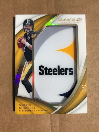 2018 Panini Immaculate Mason Rudolph 2/3 Rc Steelers Logo Helmet Jersey Number