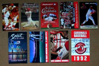 St.  Louis Cardinals 9 Different Baseball Skeds.  1976 - 2001 1976 Musial,  8 Others