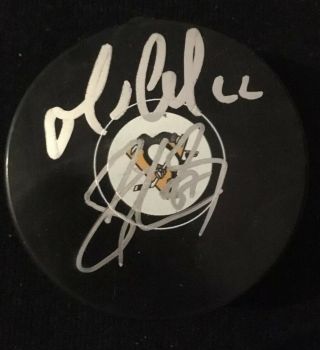 Sidney Crosby Mario Lemieux Signed Pittsburgh Penguins Logo Puck