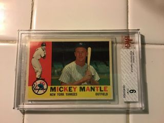 1960 Topps Mickey Mantle York Yankees 350 Baseball Card Beckett Bvg 6 Ex Mt