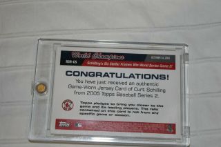 Curt Schilling 2005 Topps Series 2 Game Worn Jersey Card World champions RSR - CS 2