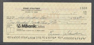 Ernie Stautner Signed Processed Canceled Check Autograph Auto 1508