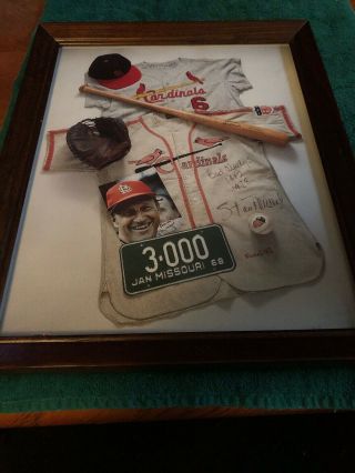 Vtg St Louis Cardinals Basebal Hof Stan Musial Signed Photo Framed Autographed