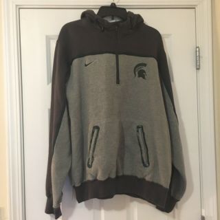 Xl Nike Elite Men’s Michigan State Spartans Grey Zip Hoodie Sweatshirt Jacket