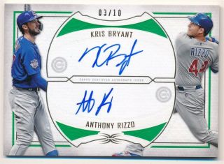 Kris Bryant Anthony Rizzo 2019 Topps Definitive Dual Autograph Cubs Auto 03/10