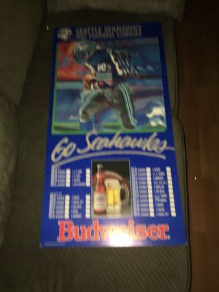 Vintage 1987 Seattle Seahawks Football Schedule Poster