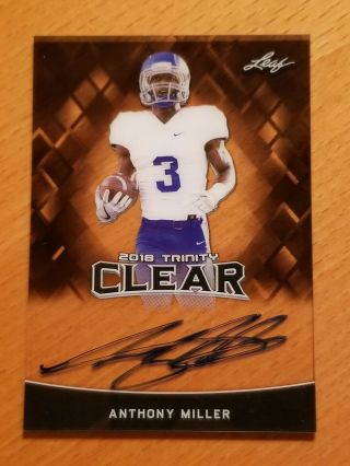 2018 Leaf Trinity Clear Rookie Auto Anthony Miller Memphis Chicago Bears Wr