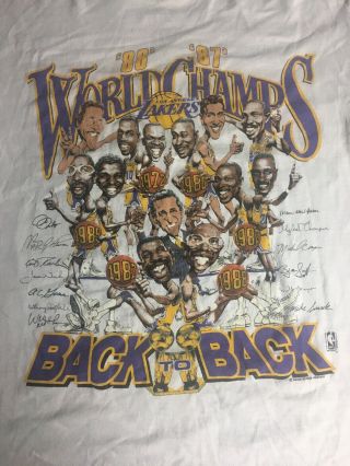 Vtg 1988 Los Angeles Lakers Back To Back Championship Men’s T - Shirt Large