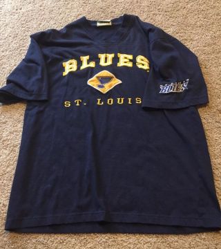 Men’s Vintage Lee Sport St.  Louis Blues Hockey Navy Blue Crew Medium Shirt