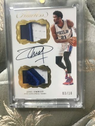 Joel Embiid Flawless Gold 3/10 Dual Patch Auto