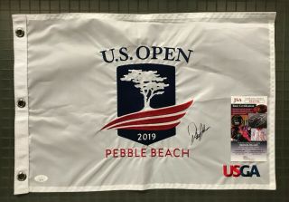 Dustin Johnson Signed 2019 Us Open Pebble Beach Golf Pin Flag Auto Jsa