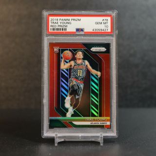 2018 - 19 Panini Prizm Trae Young Rc Rookie /299 - Red Prizm - Psa 10
