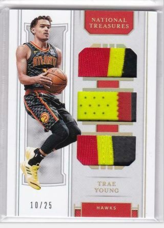 2018 - 19 Trae Young /25 Panini National Treasures Triple Patches Rc