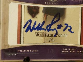 2011 TRISTAR SignaCuts Autographs 1/5 William Perry Auto Card Bowl XX 2