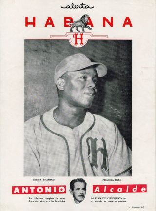 1949 Orig Cuban Baseball Alerta Premiun Photo Lenox Pearson Negro League Star