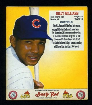 Banty Red Man Pouch Inserts " 1962 " Billy Williams,  Chicago Cubs