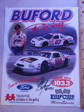 Signed Joe Buford Racing 67 & 103 8.  5 X 11 Poster Par Mart Racing