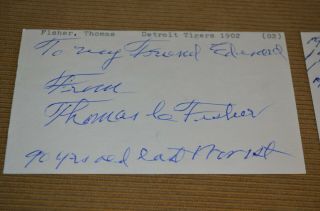 Tom Fisher Autographed Signed 3x5 Card 1904 Boston Beaneaters (braves) D:1972